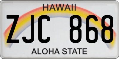 HI license plate ZJC868