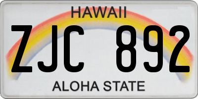 HI license plate ZJC892