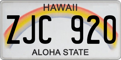 HI license plate ZJC920