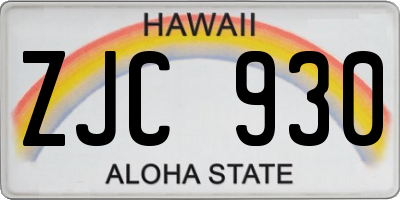 HI license plate ZJC930