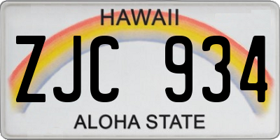 HI license plate ZJC934