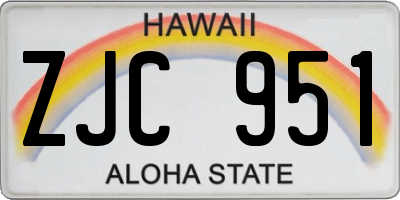 HI license plate ZJC951
