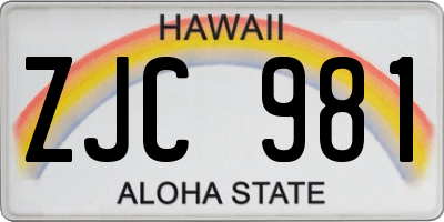 HI license plate ZJC981