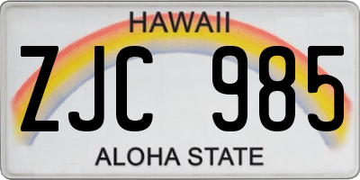 HI license plate ZJC985