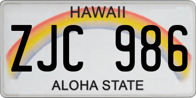 HI license plate ZJC986