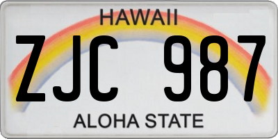 HI license plate ZJC987