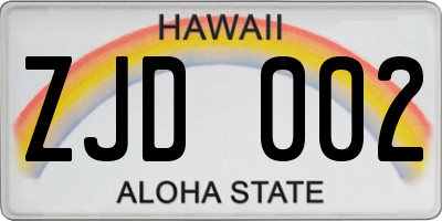 HI license plate ZJD002