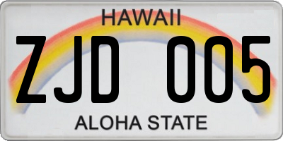 HI license plate ZJD005