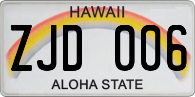 HI license plate ZJD006