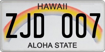 HI license plate ZJD007