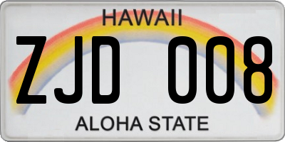 HI license plate ZJD008