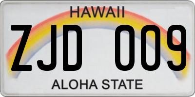 HI license plate ZJD009