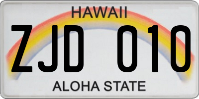 HI license plate ZJD010