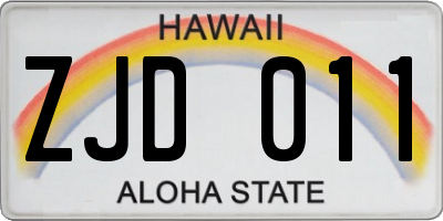 HI license plate ZJD011