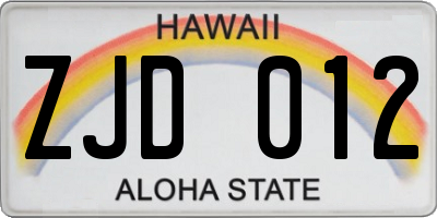 HI license plate ZJD012