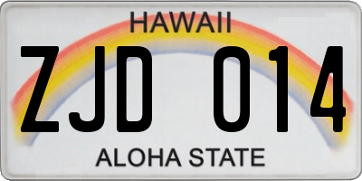 HI license plate ZJD014