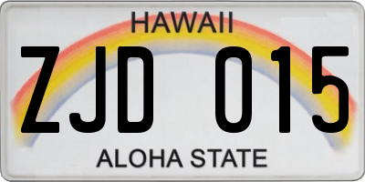 HI license plate ZJD015