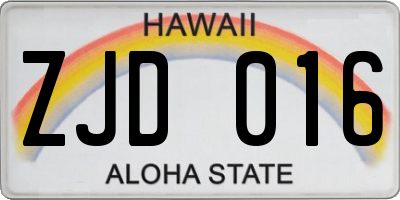 HI license plate ZJD016