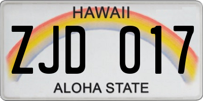 HI license plate ZJD017