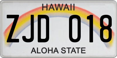 HI license plate ZJD018