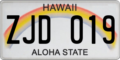 HI license plate ZJD019
