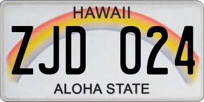 HI license plate ZJD024
