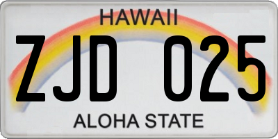 HI license plate ZJD025