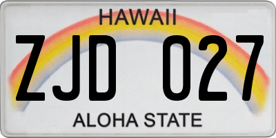 HI license plate ZJD027
