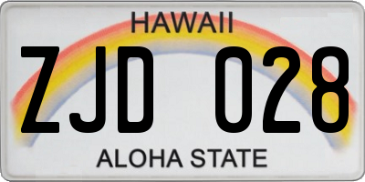 HI license plate ZJD028