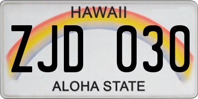 HI license plate ZJD030