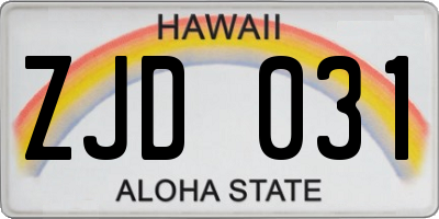 HI license plate ZJD031
