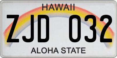 HI license plate ZJD032