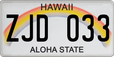 HI license plate ZJD033