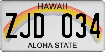 HI license plate ZJD034