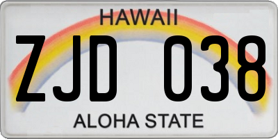 HI license plate ZJD038
