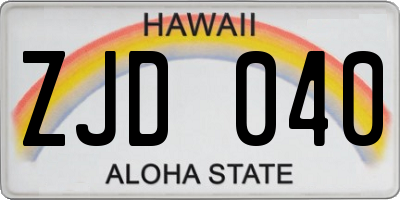 HI license plate ZJD040