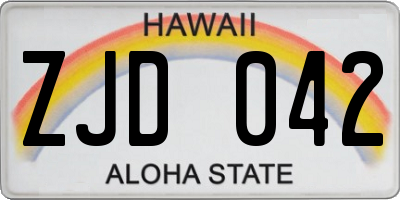 HI license plate ZJD042