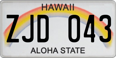 HI license plate ZJD043