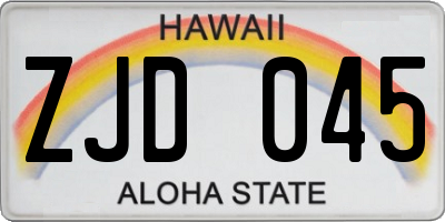 HI license plate ZJD045
