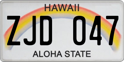 HI license plate ZJD047