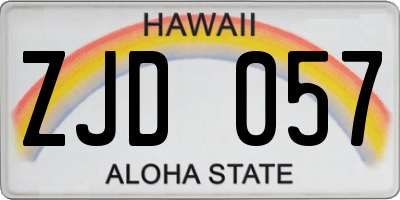 HI license plate ZJD057