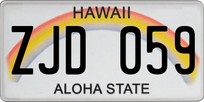 HI license plate ZJD059