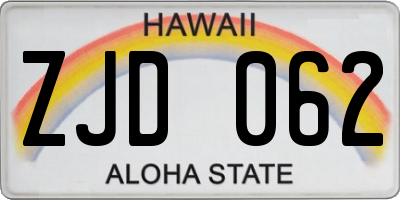 HI license plate ZJD062