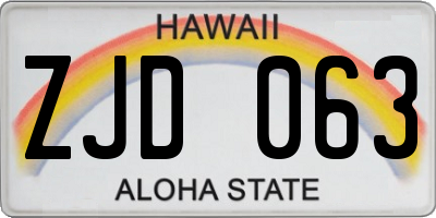 HI license plate ZJD063
