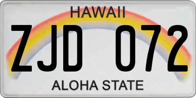 HI license plate ZJD072