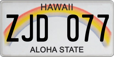 HI license plate ZJD077