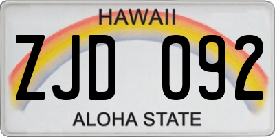 HI license plate ZJD092