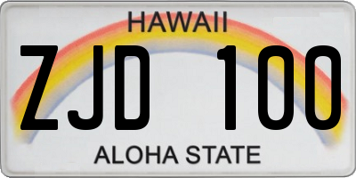 HI license plate ZJD100