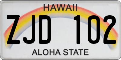 HI license plate ZJD102