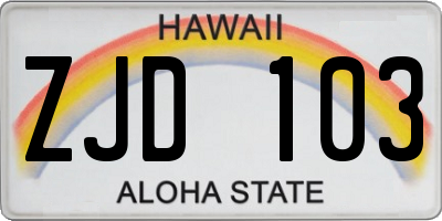 HI license plate ZJD103